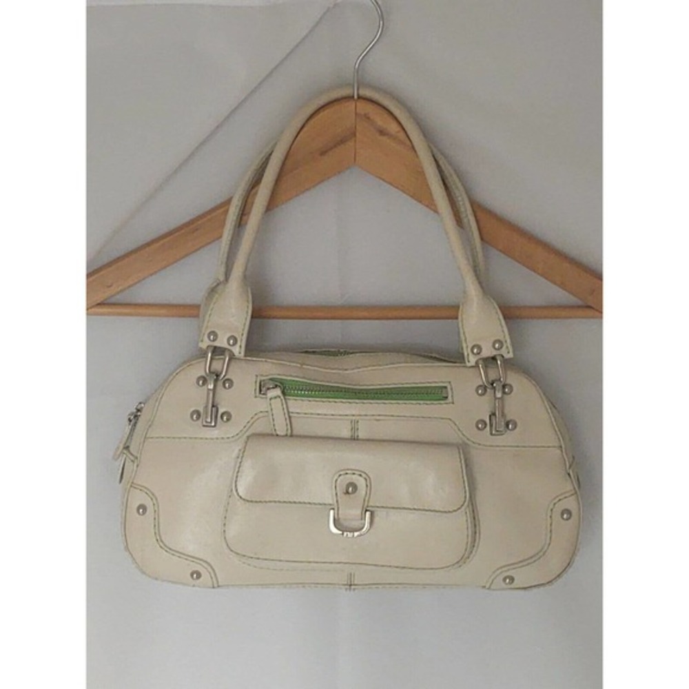 RAFE NEW YORK HANDBAG PURSE BEIGE AND GREEN